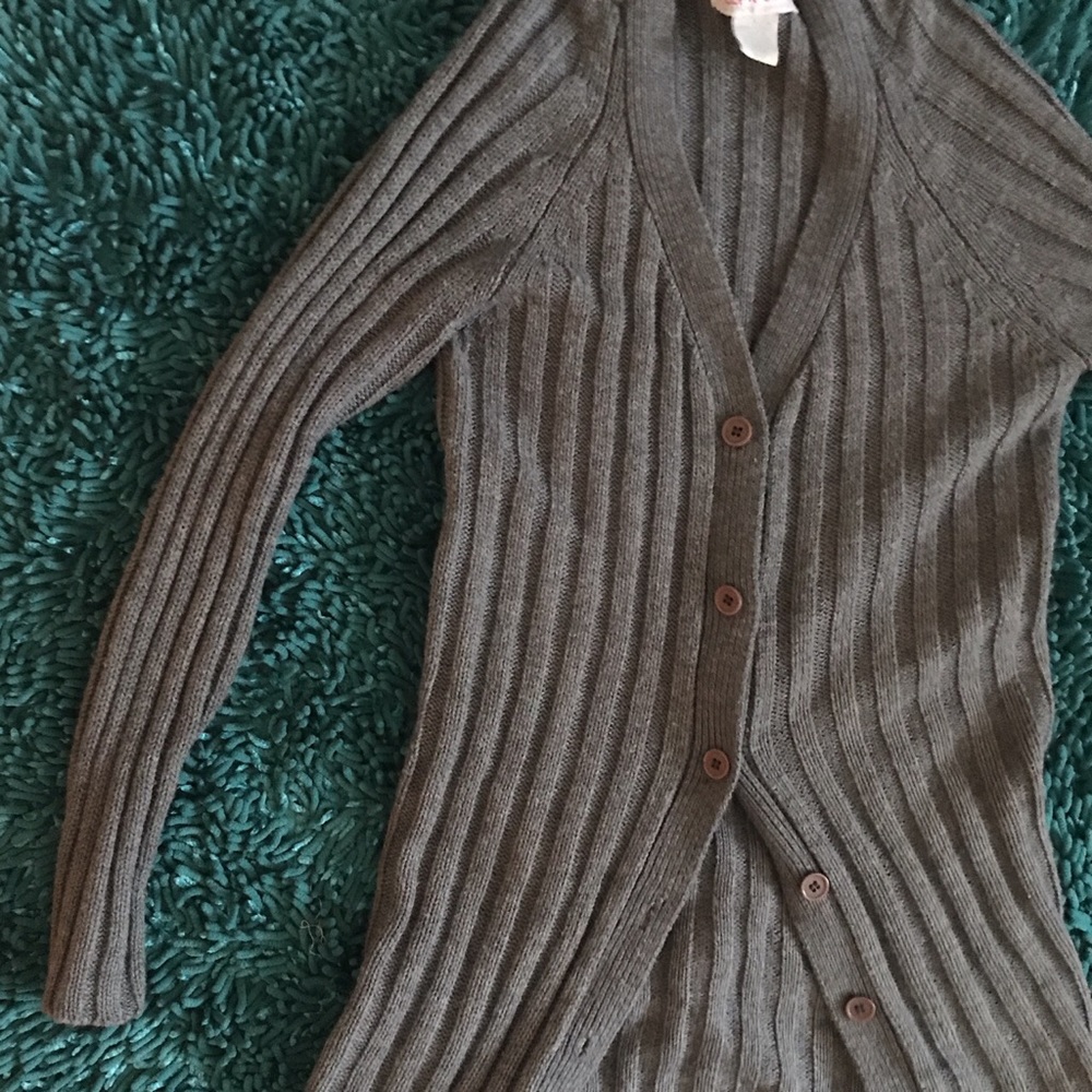 Grey Cable Knit Cardigan